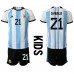 Günstige Argentinien Paulo Dybala #21 Babykleidung Heim Fussballtrikot Kinder WM 2022 Kurzarm (+ kurze hosen)